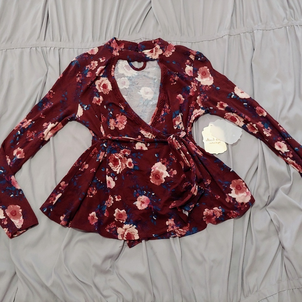 NWT‎ Altar'd state high neck floral sweater top